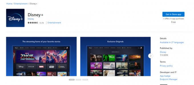 Disney Plus Microsoft Store-Seite | Disney Plus-Fehlercode 39 Windows 10