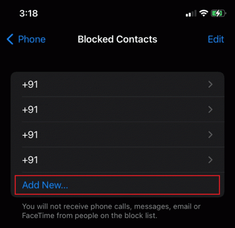 Stuknij w Zablokowane kontakty i stuknij w Dodaj nowy | Jak zablokować numer przed dzwonieniem i wysyłaniem SMS-ów w T-Mobile?