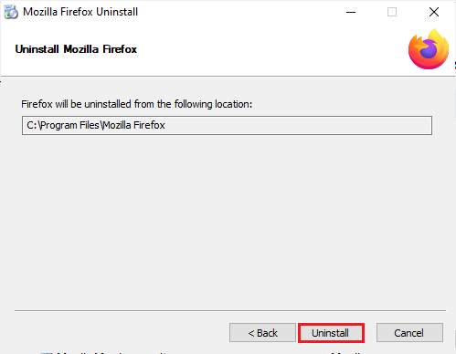 Klicken Sie im nächsten Fenster auf die Schaltfläche Deinstallieren. Fix Firefox PR END OF FILE ERROR in Windows 10