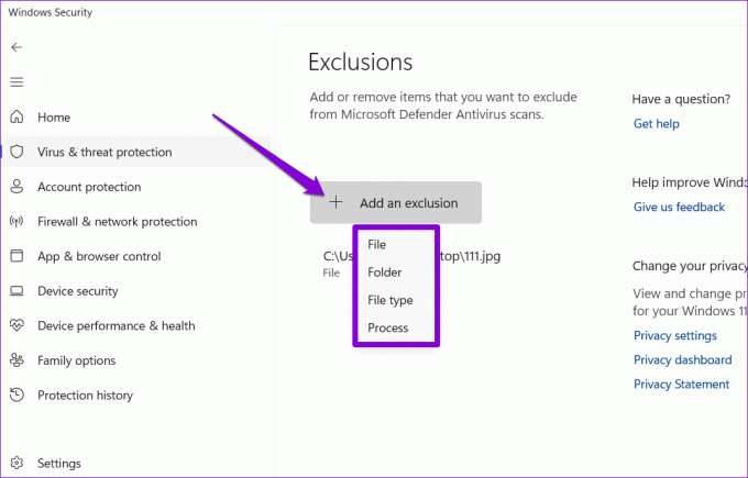 Ajouter des exclusions dans Microsoft Defender