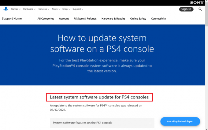 Laden Sie das neueste PS4-Update von der offiziellen Playstation-Website herunter und speichern Sie es im UPDATE-Ordner