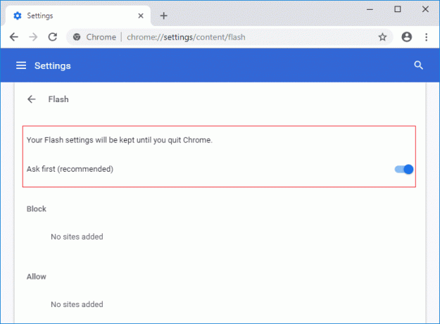 Engedélyezze a Flash futtatásának engedélyezése a webhelyeken a Chrome-ban kapcsolót. 9 módszer a YouTube javítására Ez a videó nem érhető el az Ön országában