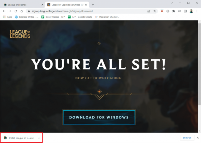 Klik på den downloadede installationsfil for at installere og køre spillet. Ret uspecificeret fejl League of Legends i Windows 10