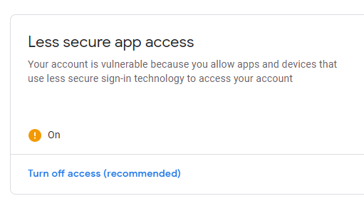Omogočite dostop do manj varne aplikacije v Gmailu