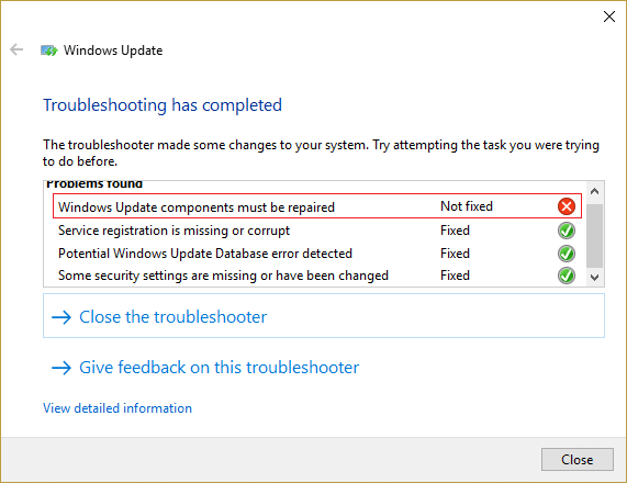 ข้อผิดพลาดเกี่ยวกับความเสียหายของฐานข้อมูล Windows Update