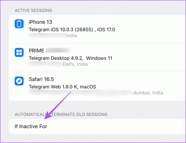 hvis inaktiv for enhedssession telegram desktop