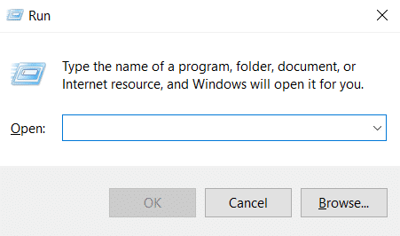 Tryck på Windows + R-tangenterna samtidigt från tangentbordet för att starta dialogrutan Kör