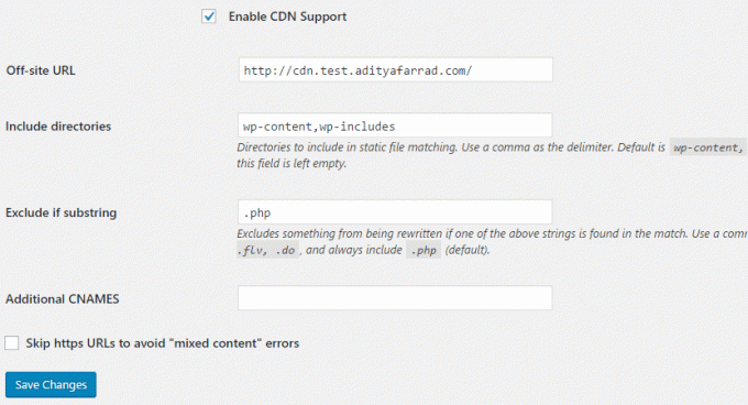 CDN desteğini etkinleştir WP süper önbellek wordpress eklentisi