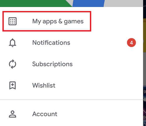 Klicken Sie auf die Option Meine Apps & Spiele