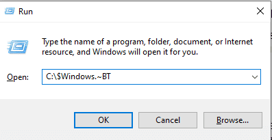 En el indicador de ejecución, escriba C Windows BT y haga clic en Aceptar