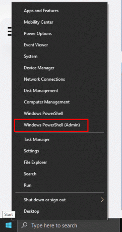 Отворете Windows PowerShell (администратор), като щракнете с десния бутон върху иконата на Windows | подготовка за автоматично възстановяване на Windows 10