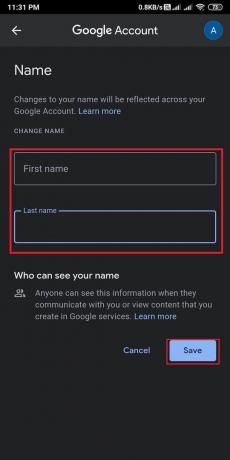Schließlich haben Sie die Möglichkeit, Ihren Vor- und Nachnamen zu ändern. Tippen Sie auf „Speichern“, um die neuen Änderungen zu bestätigen.