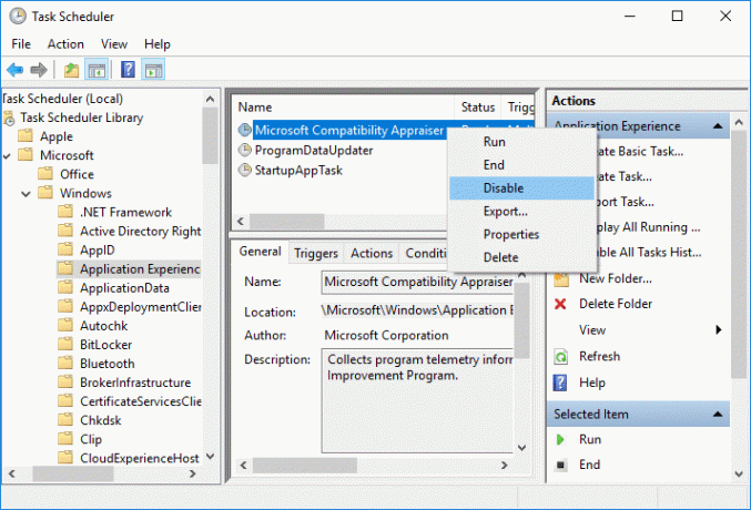 Napsauta hiiren kakkospainikkeella Microsoft Compatibility Appraiseria (CompatTelRunner.exe) ja valitse Poista käytöstä