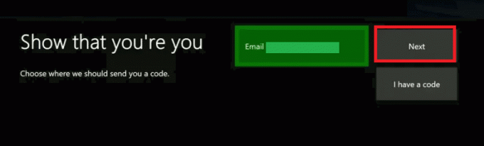 faceți clic pe butonul Următorul pentru a primi un cod de verificare | Xbox one continuă să mă deconecteze