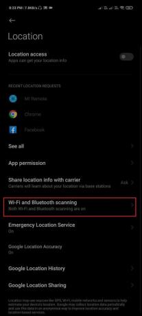 Sada potražite opciju Wi-Fi i Bluetooth skeniranja i dodirnite je. | Popravite Pokémon Go GPS signal nije pronađen