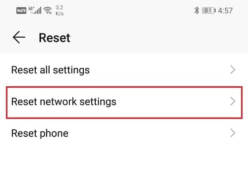 Välj-Reset-Network-Settings | Instagram emoji-reaktioner för direktmeddelanden fungerar inte 
