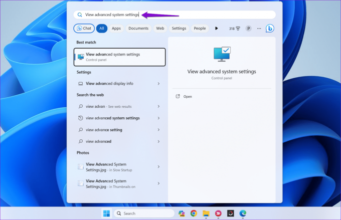 Se avancerede systemindstillinger på Windows