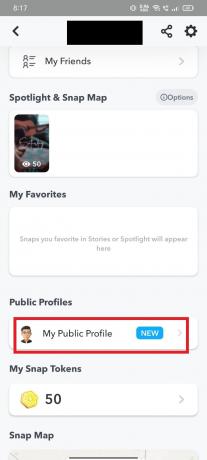 Dotaknite se mojega javnega profila, da odprete svoj javni profil