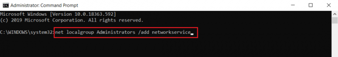 kør kommandoen for at tilføje netværkstjeneste i kommandoprompt