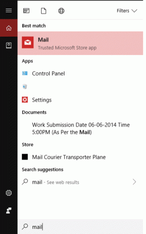 Digite Mail no Windows Search e selecione Mail - aplicativo Microsoft Store confiável