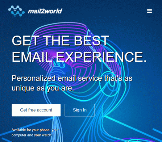 Oficiālā Mail2world vietne