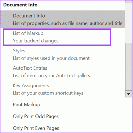 jak wydrukować komentarze prześledzonych zmian w programie Microsoft Word 11