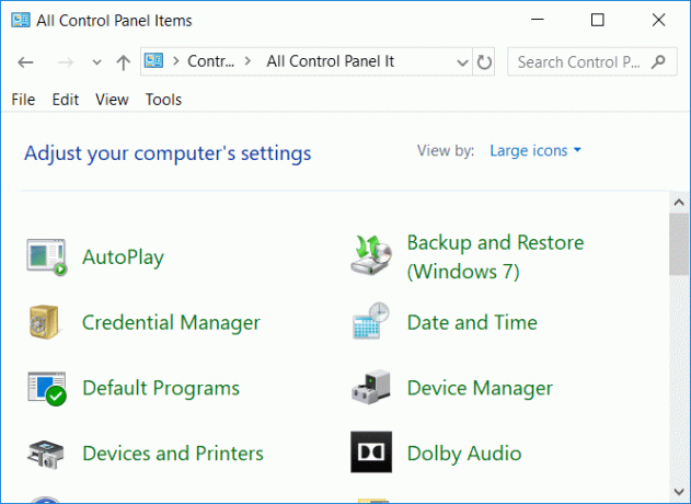 Slėpti elementus iš valdymo skydo sistemoje „Windows 10“ naudojant registro rengyklę