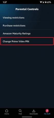 Toque em ‘Alterar o PIN do vídeo principal’ para configurar um pino | Como redefinir o pin de vídeo do Amazon Prime