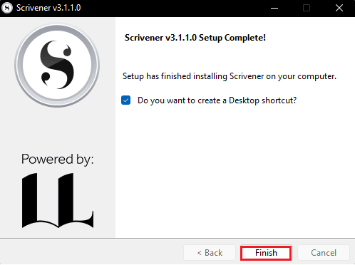 кликните на Заврши након инсталирања Сцривенер-а