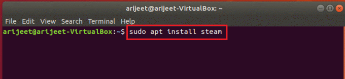 sudo apt install steam Befehl im Linux-Terminal