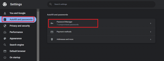 Premaknite se na zavihek Samodejno izpolnjevanje in gesla in kliknite Upravitelj gesel | kako videti svoje geslo za Instagram