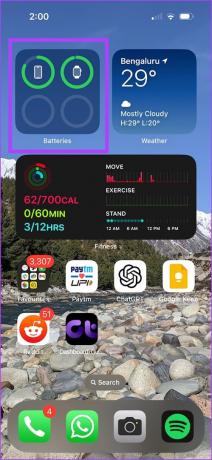 Widget adicionado à tela inicial