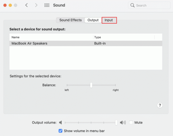 prejdite na kartu Vstup v Predvoľbách zvukového systému na MacBooku. Ako opraviť nefunkčnosť mikrofónu na Macu