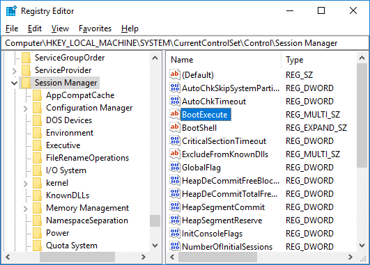 Abbrechen eines geplanten Chkdsk in Windows 10 in der Registrierung