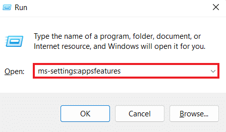 ms-settings を入力してください: appsfeatures 