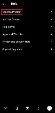 सहायता में, समस्या की रिपोर्ट करें पर टैप करें।