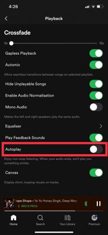 ปิดสวิตช์เล่นอัตโนมัติ | วิธีหยุด Spotify ไม่ให้เปิดเมื่อเริ่มต้นบน iPhone