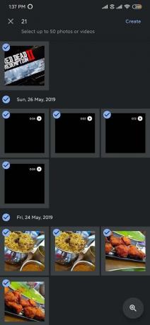 Vælg op til 50 billeder eller videoer efter dit ønske, og tryk derefter på