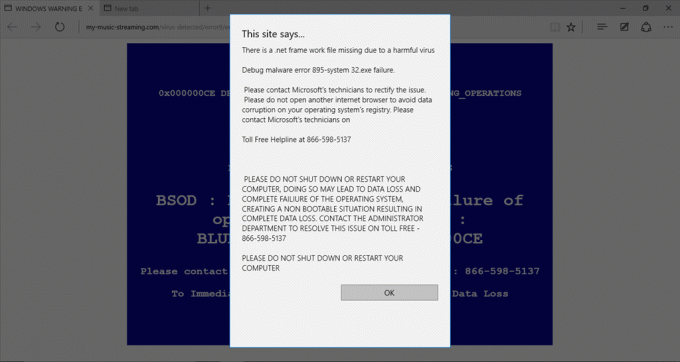 Microsoft Edge är i en frusen blå skärm