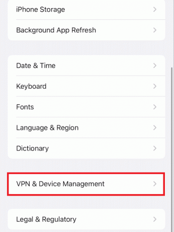 Klicka på alternativet VPN & Device Management