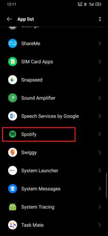 selecione Spotify. 10 maneiras de consertar o Spotify continua parando no Android