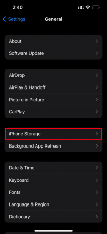 Tryck på iPhone Storage