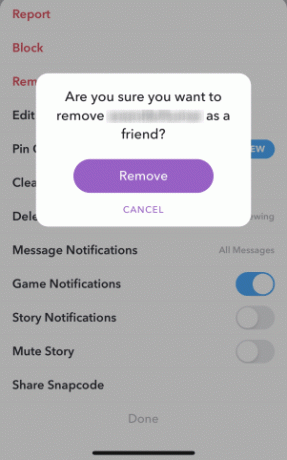 Etkilenen kişiyi arayın ve onu listeden çıkarın | Snap'leri Yüklemeyen Snapchat'i Düzeltin