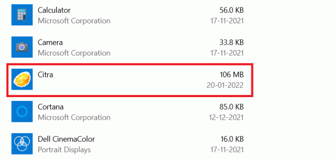 Citra sovellusluettelossa sovelluksista ja ominaisuuksista