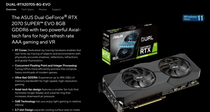 ASUS GeForce RTX 2070 Super 8G