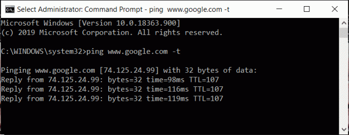 Ping antaa verkkosivuston IP-osoitteen