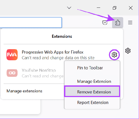 Entfernen Sie die Erweiterung aus Firefox