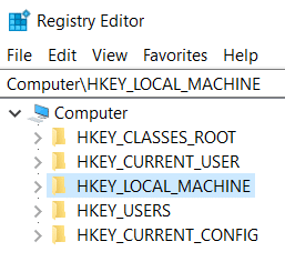 Επιλέξτε το HKEY_LOCAL_MACHINE και κάντε κλικ σε αυτό για να ανοίξετε το | Απενεργοποιήστε το SuperFetch στα Windows 10