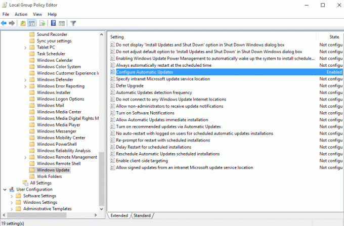 Find Konfigurer automatiske opdateringer under Windows Update i gpedit.msc