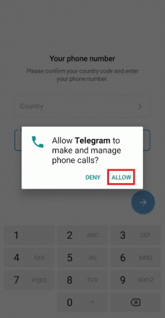 PERMITIR que o Telegram faça e gerencie chamadas telefônicas. Como criar uma conta no Telegram